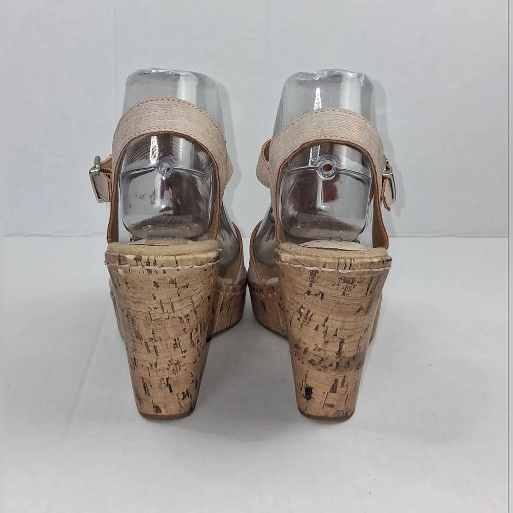 B.Ø.C Patsy Pale Pink Floral Cork Wegde Sandals